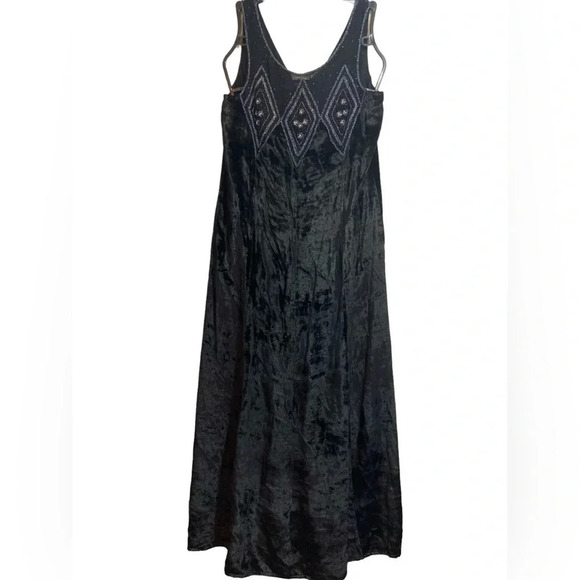 April Cornell Dresses & Skirts - April Cornell Black Beaded Velvet Maxi Dress Sz S